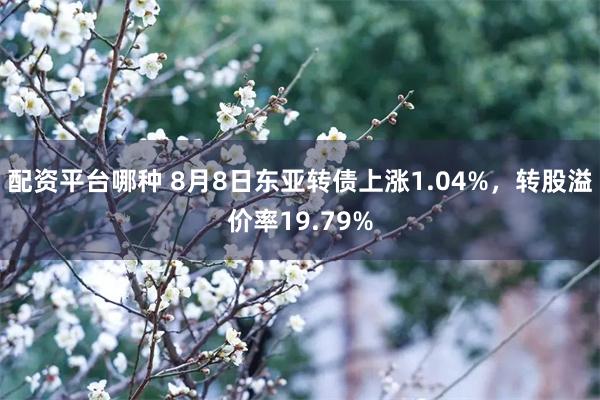 配资平台哪种 8月8日东亚转债上涨1.04%，转股溢价率19.79%